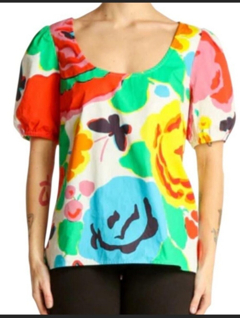 J Crew Ratti Jardin Top Floral Garden Artsy Boho Romantic Puff Sleeve Hawaii